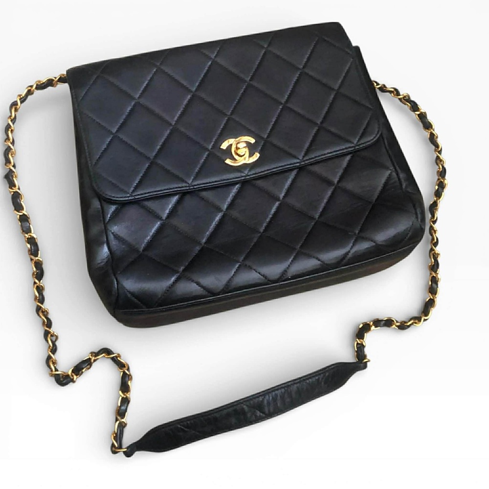 Authentic Chanel Navy Square Flap Bag